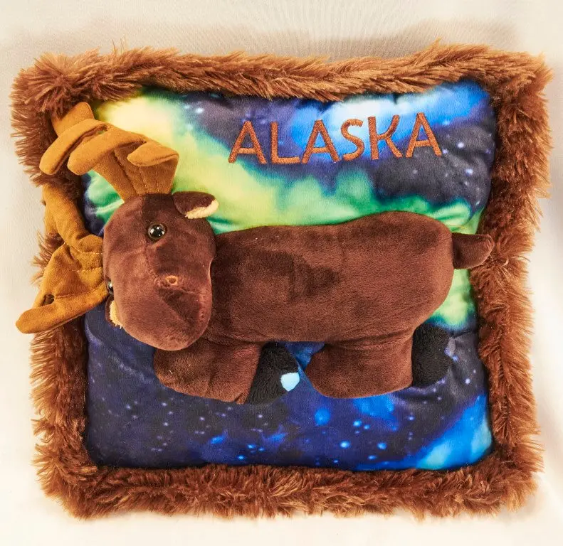 13-Inch Northern Lights Alaska Themed Plush Pillow 1