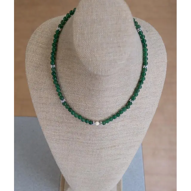 6Mm Jade And Ivory Bead Necklace – Hand-Strung Pendant 1
