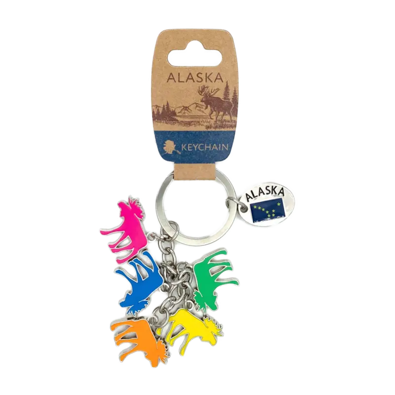 Alaska Moose Charm Keychain 1