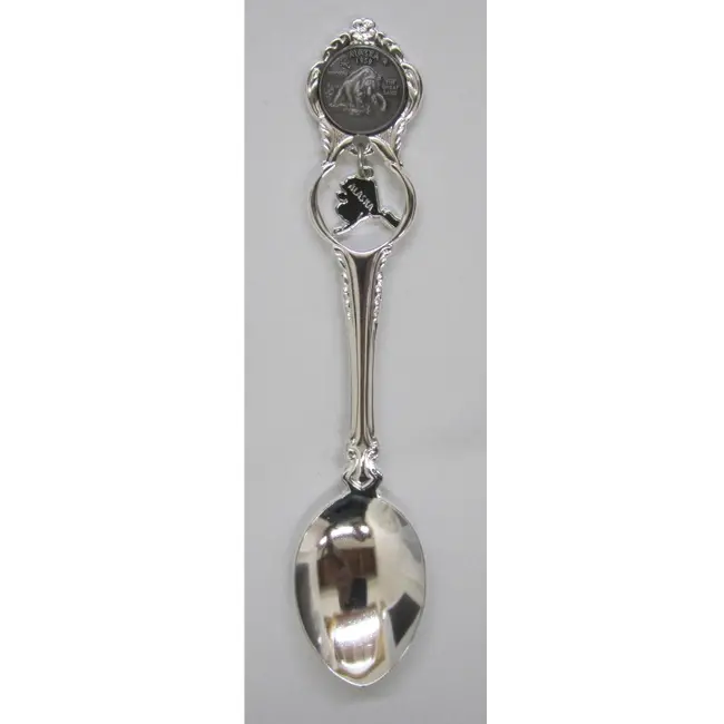 Alaska Quarter Map Charm Pewter Serving Spoon 1