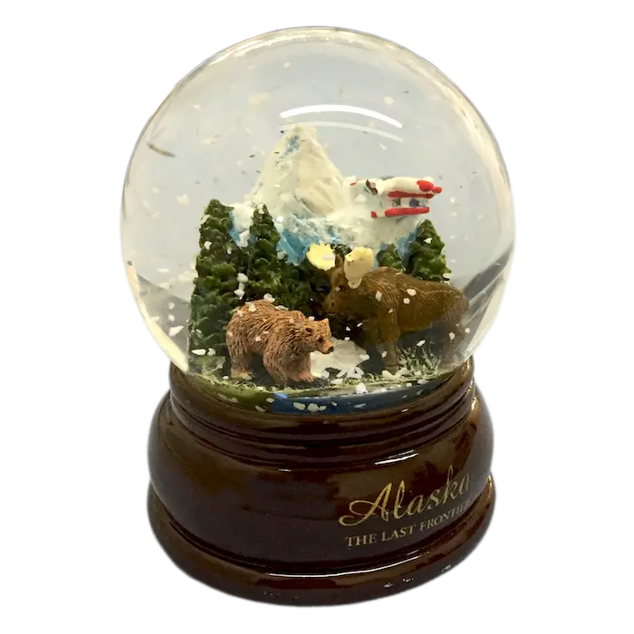 Alaska Scenic Water Globe – Rotating Snow Globe With Local Landmarks 1