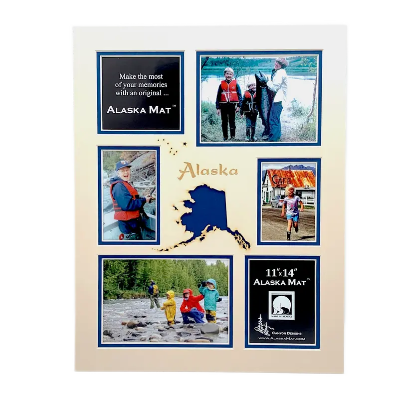 Alaska State Map Art Print On 11X14 Inch Photo Mat 1