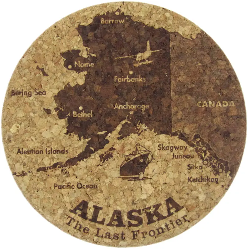 Alaska State Map Cork Coaster – Geographical Bar Essential 1