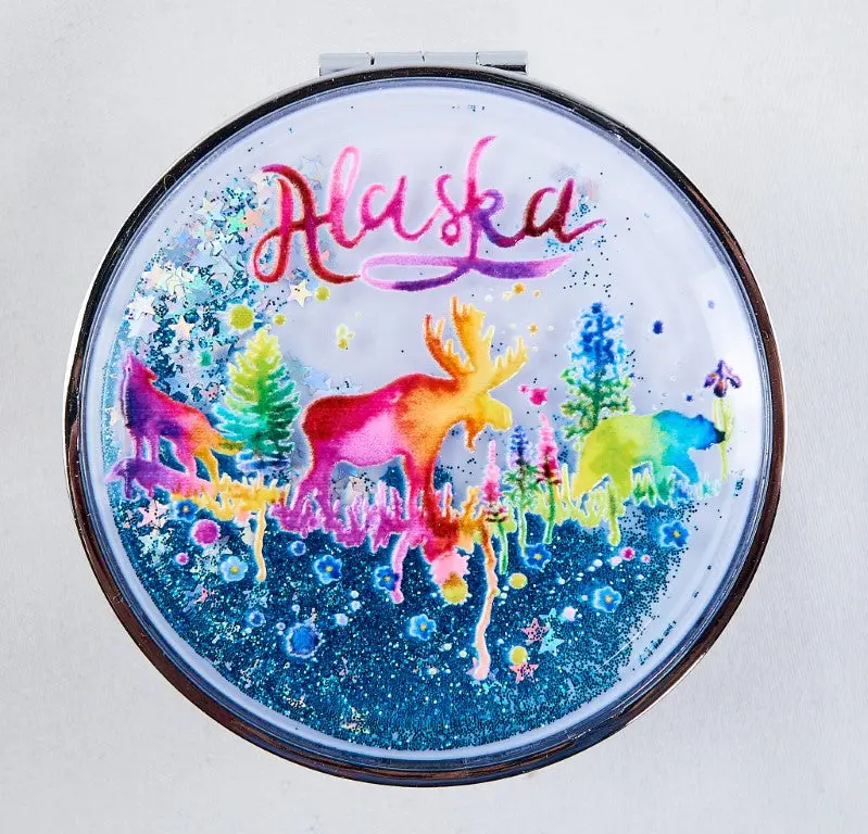 Alaska Wildlife Watercolor Compact Mirror 1