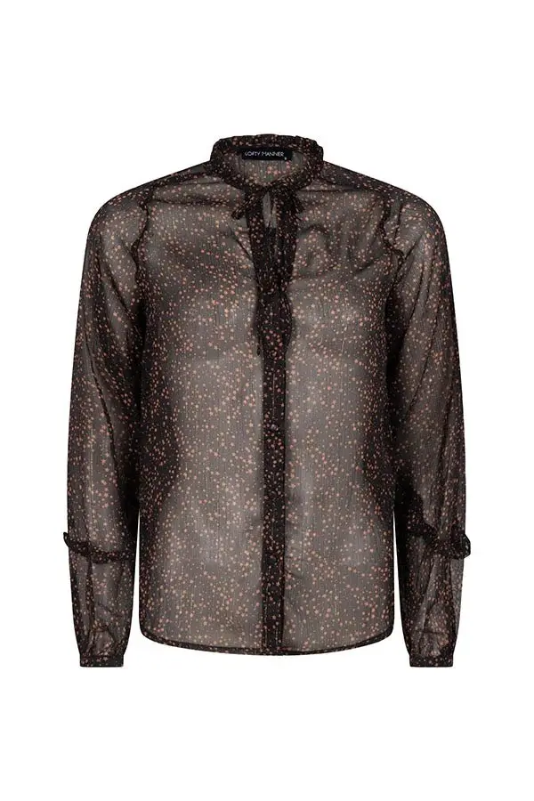 Aliette Structured Blouse – Black Print 1