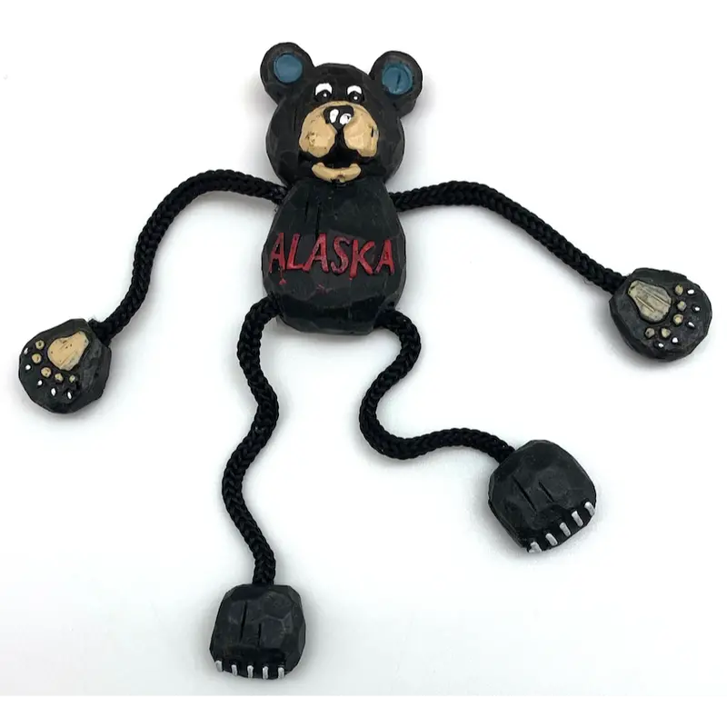 Articulated Black Bear String Magnet With Poseable Legs 1