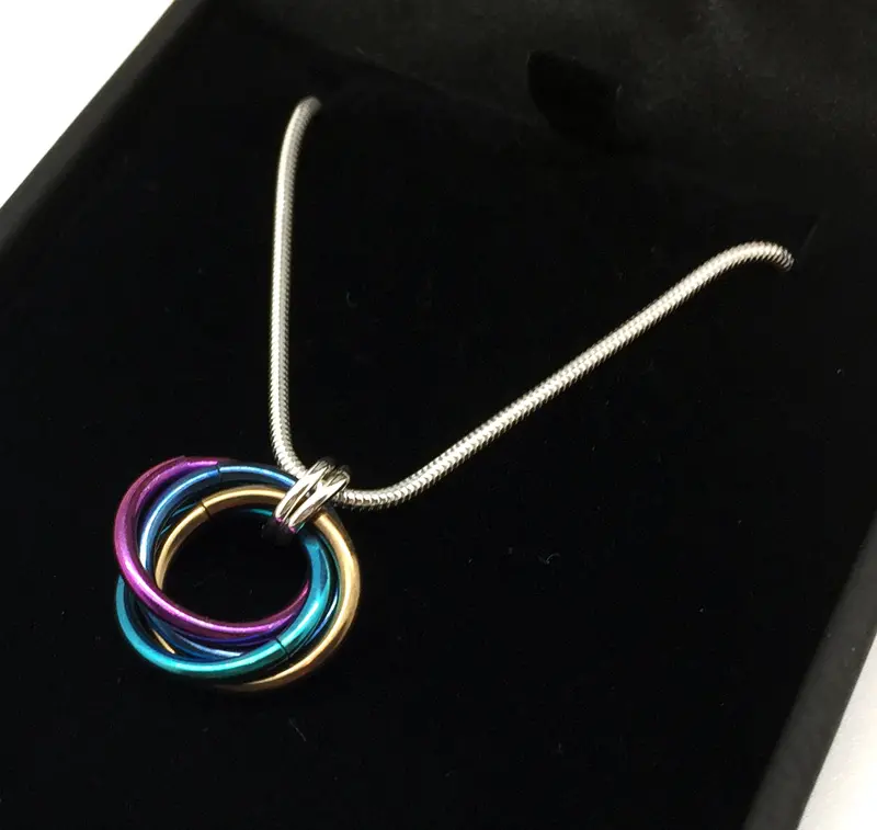 Aurora Borealis Mobius Infinity Pendant In Niobium 1