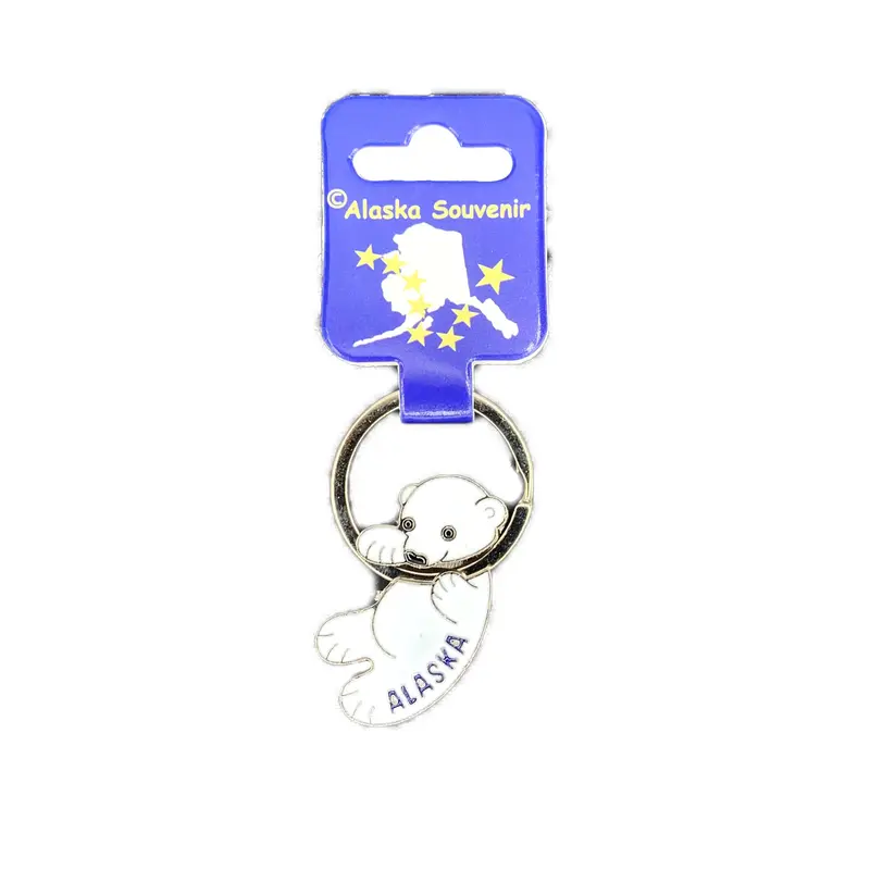 Baby Polar Bear Alaska Keychain – Enamel-Featured Miniature Charm 1