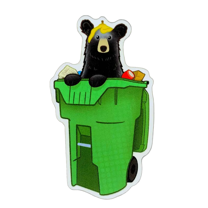 Bear At The Trash Can Humor Sticker 1