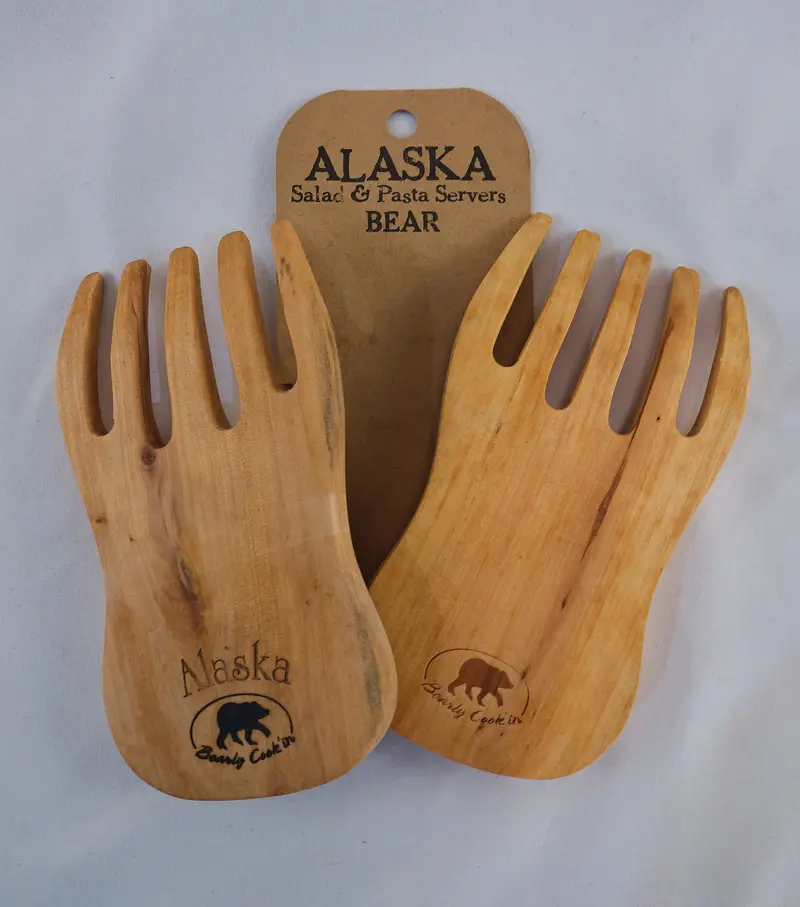 Bear Paw Salad And Pasta Serving Set – Solid Wood Utensils 1