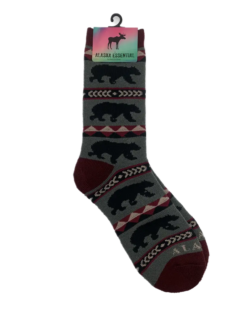 Bear-Themed Cushioned Crew Socks – Alaska Inspired 1
