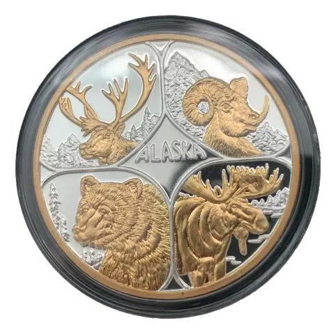 Big Four Alaska Gold-Relief Silver Medallion (1 Oz) 1