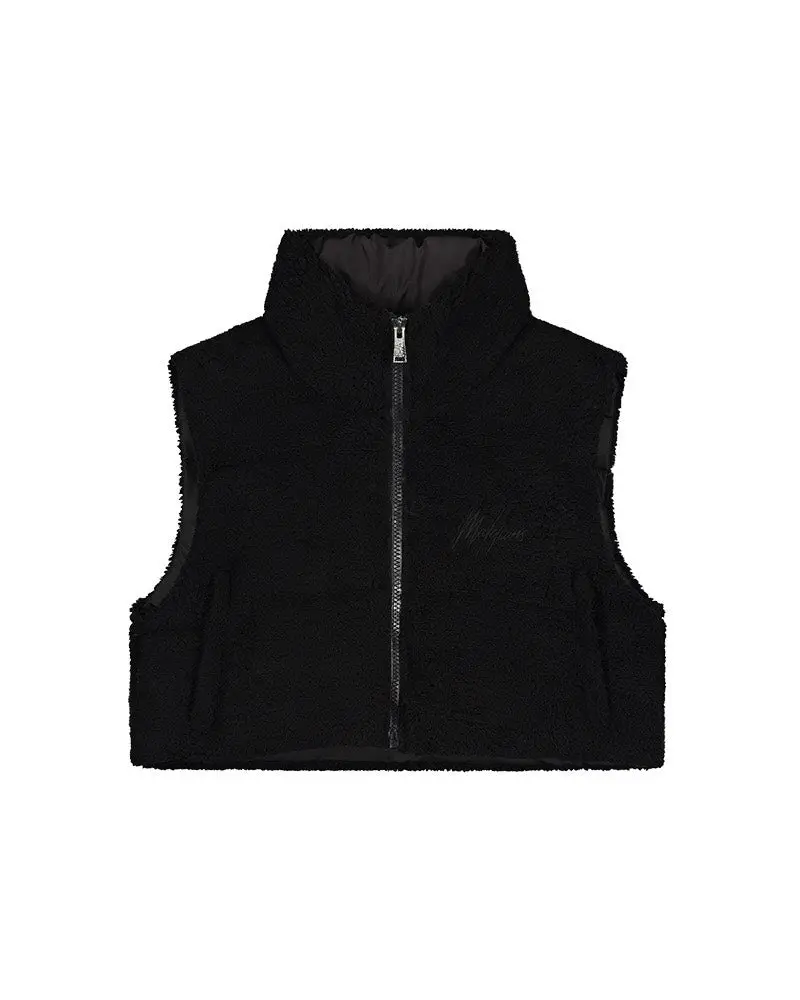 Black Cropped Sherpa Bodywarmer 1