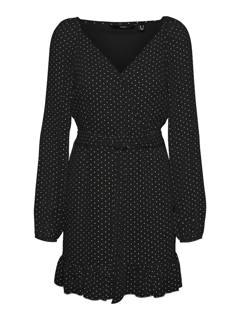 Black Floral Print Mini Dress In Woven Fabric 1