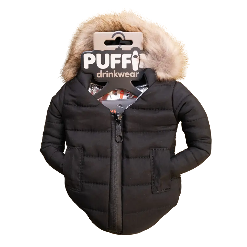 Black Parka-Themed Can Cooler Koozie 1