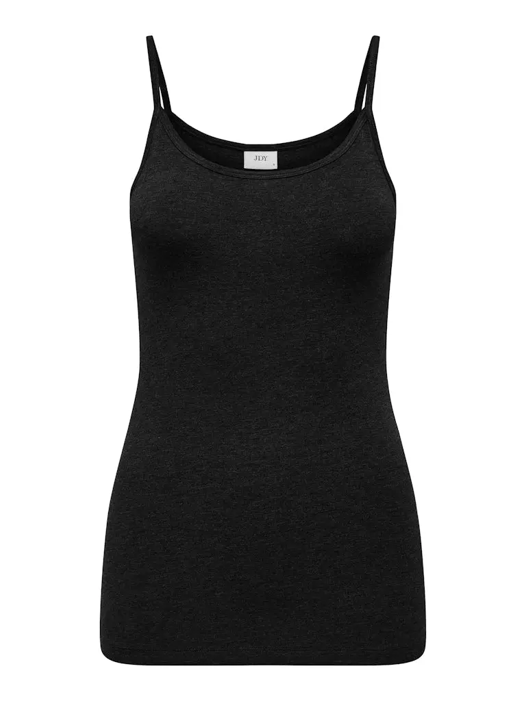 Black Sleeveless Ribbed Singlet Top 1