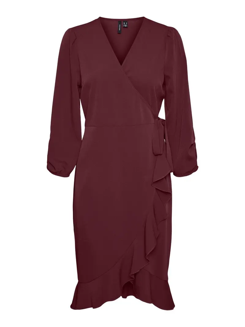 Bordeaux Wrap Dress With 3/4 Sleeves – Vm Rillo Collection 1