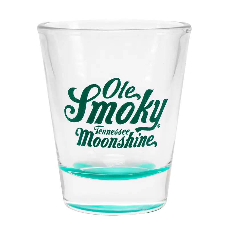 Branded Shot Glass With Teal Accented Base 1