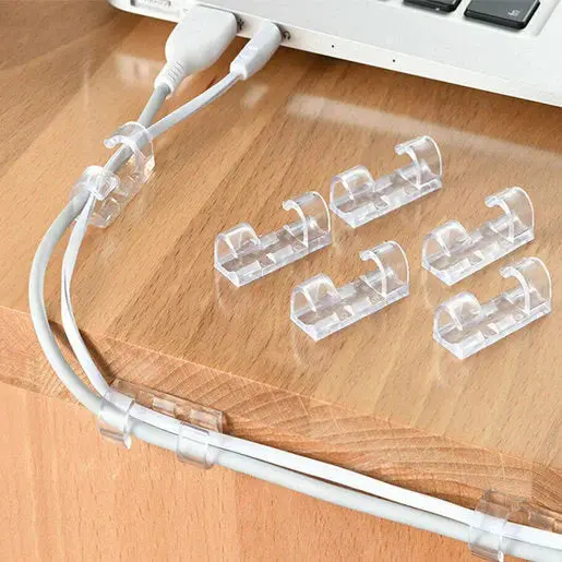 Clear Cord Management Clips – 20-Piece Organizing Set 1