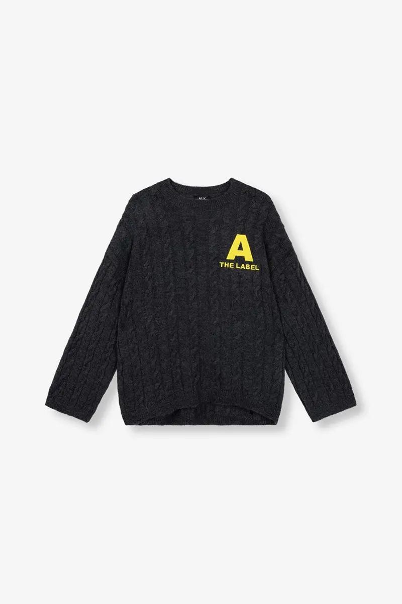 Cropped Cable-Knit Jumper – Charcoal Grey 1