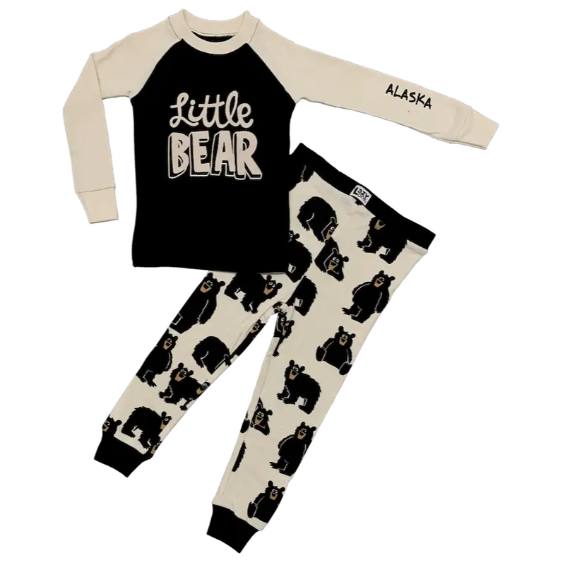 Cuddly Bear-Print Kids' Pajama Set – Alaska Style 1