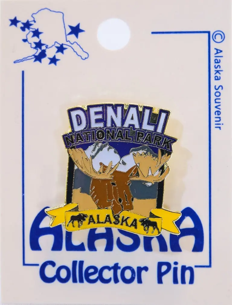 Denali Moose Head Enamel Pin – Alaska Adventure Accessory 1