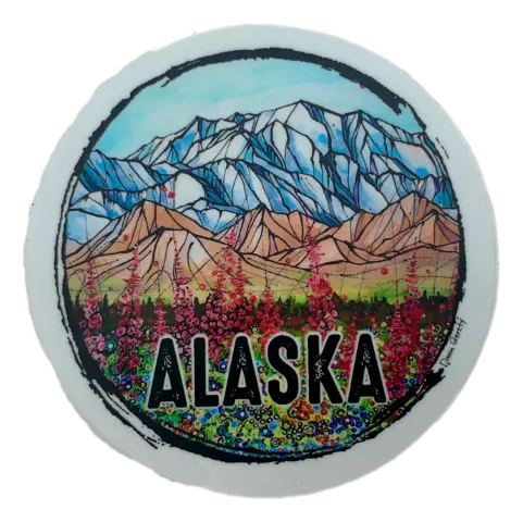 Denali Mountain Sticker – 3×3 Inch Art Print By Dawn Gerety 1