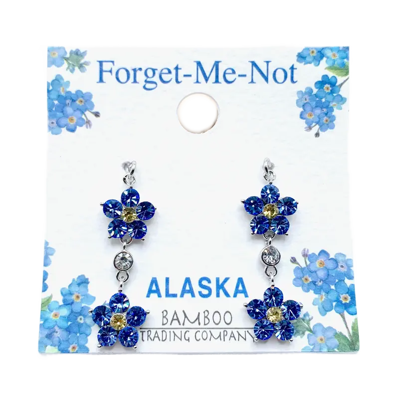 Double Forget-Me-Not Sparkle Dangle Earrings 1