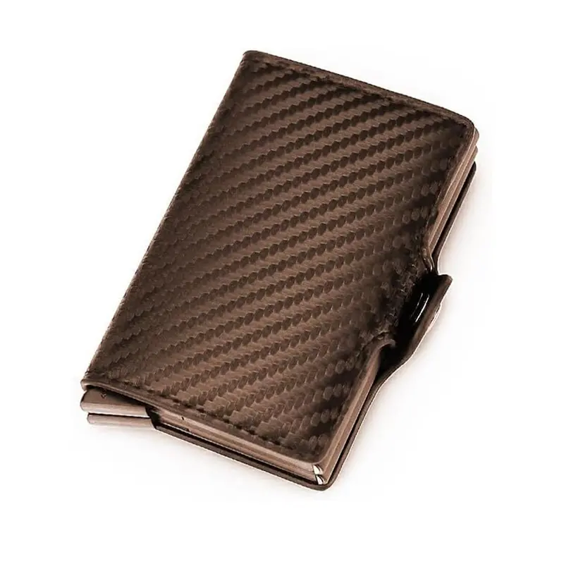 Double-Layer Carbon Fiber Rfid-Blocking Pop-Up Card Wallet 1