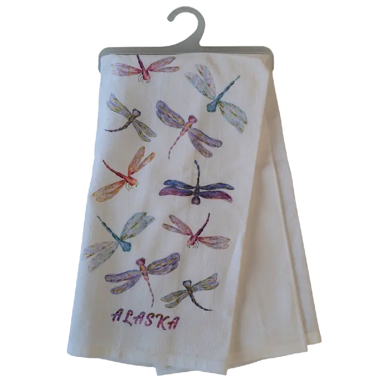 Dragonfly Alaska Pattern Multi-Hue Flour Sack Kitchen Towel 1