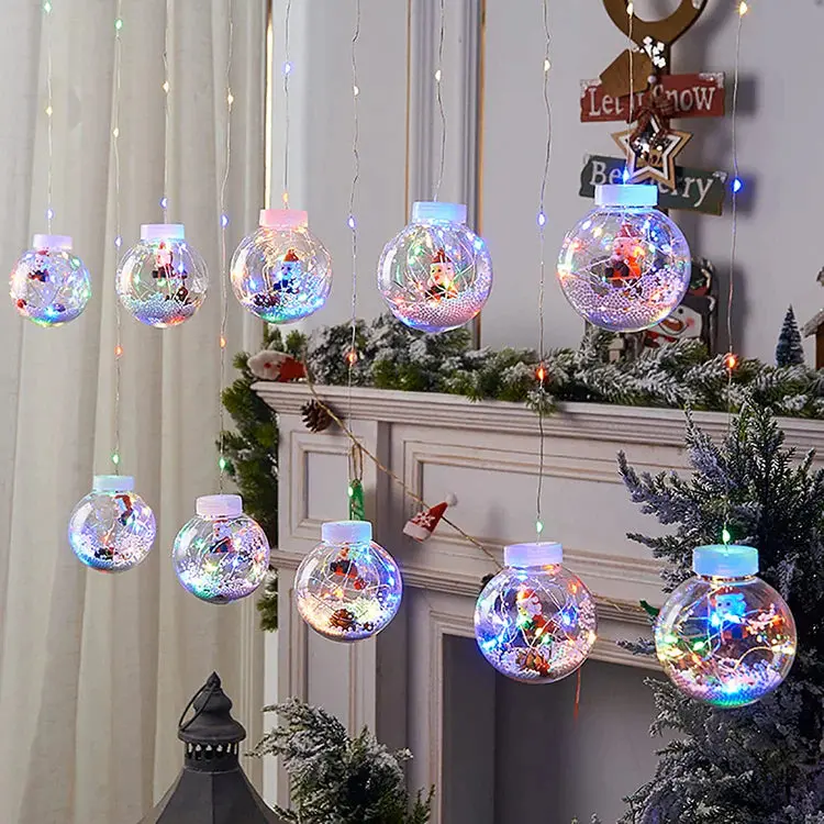 Festive Snow Globe Santa Fairy Lights – 3-Meter String 1