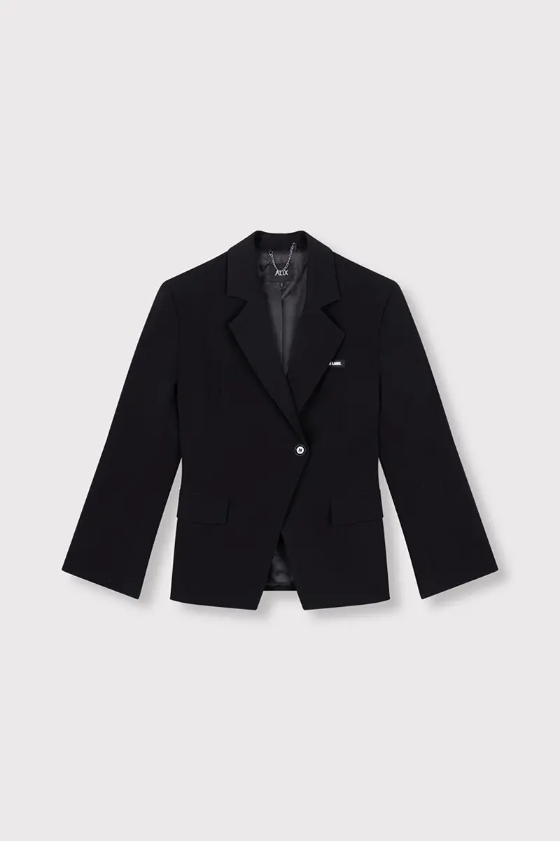 Fitted Wool-Blend Blazer In Timeless Black 1