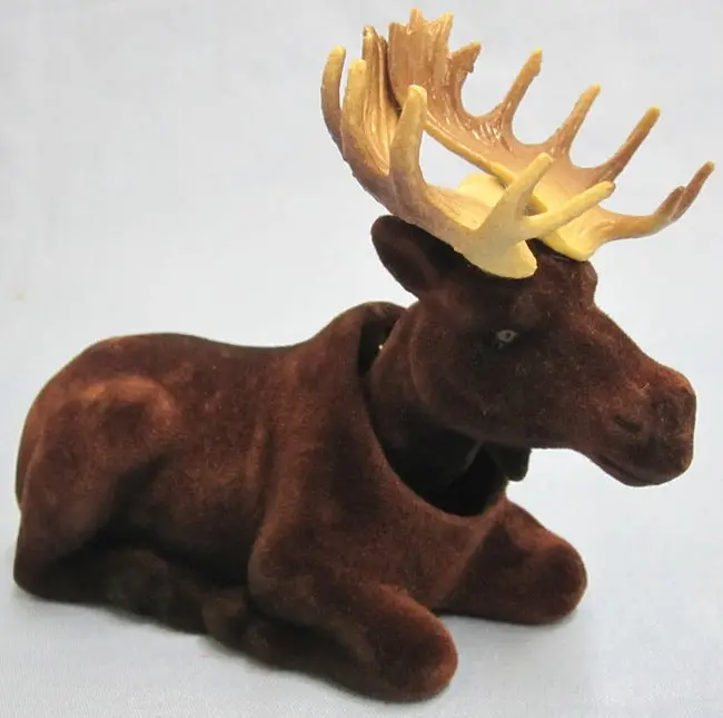 Flocked Bobblehead Moose Figurine – Playful Alaskan Decor 1