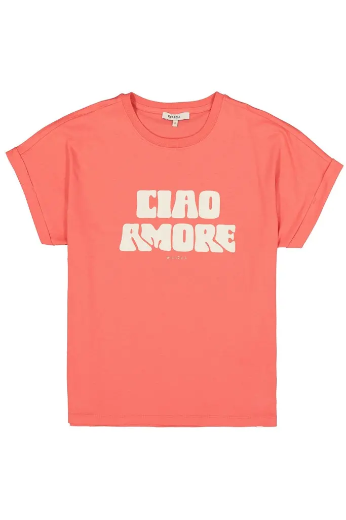 Garcia Coral Red Short-Sleeve Cotton T-Shirt – Style 4339.42.0014 1
