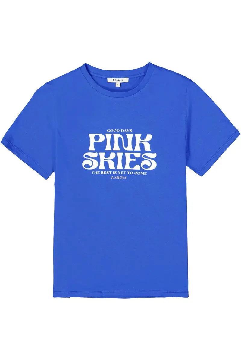 Garcia Short-Sleeve Cotton T-Shirt In Cobalt Blue 1