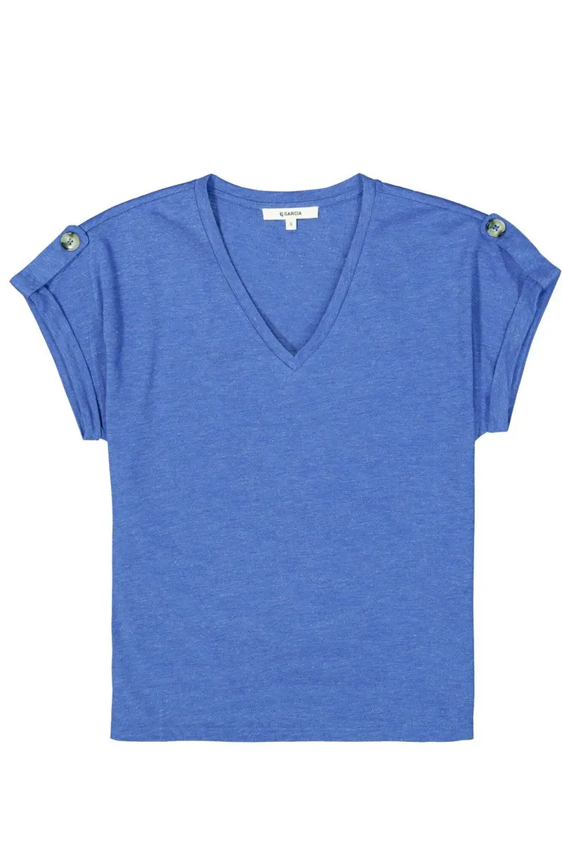 Garcia Short-Sleeve Cotton T-Shirt In Deep Cobalt 1