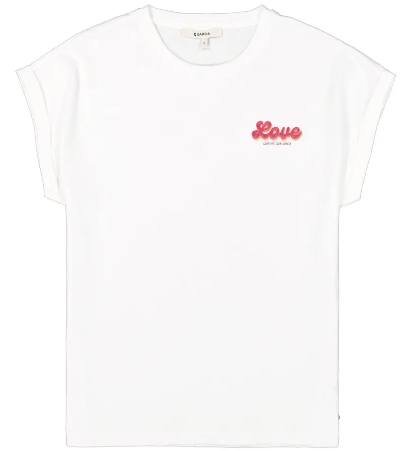 Garcia Short-Sleeve Cotton T-Shirt In Off-White 1