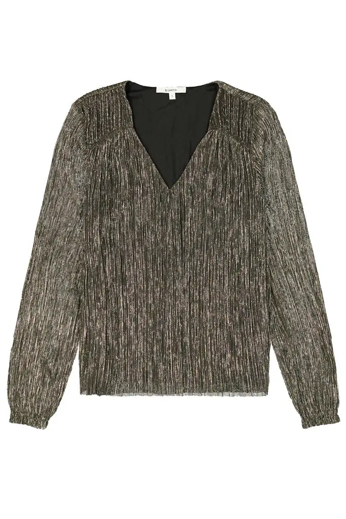Gold Metallic Lurex Long-Sleeve Top 1