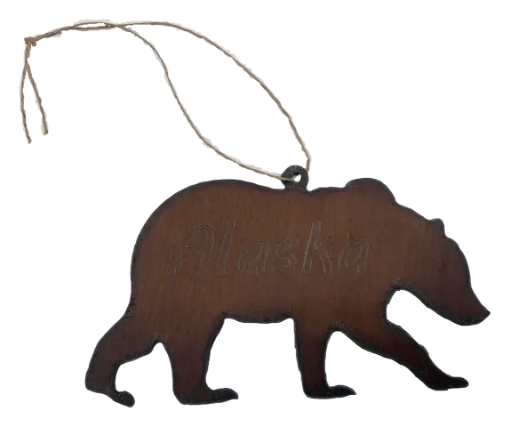 Handcrafted Bear Ornament – Alaska Metal Decor 1