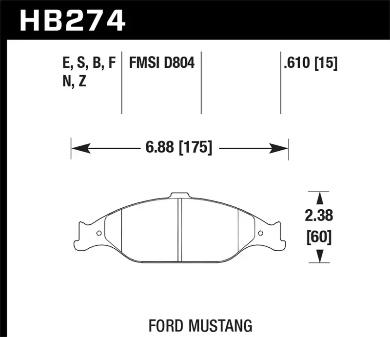 Hawk Hps Rear Brake Pads (Hb274B.610) – 0.610" Thickness, High-Friction Compound For 5.0L Applications 1