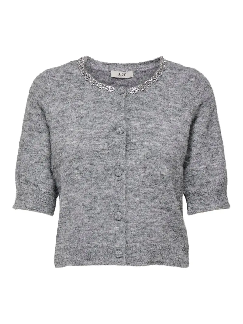 Heather Grey Embellished Cardigan 1