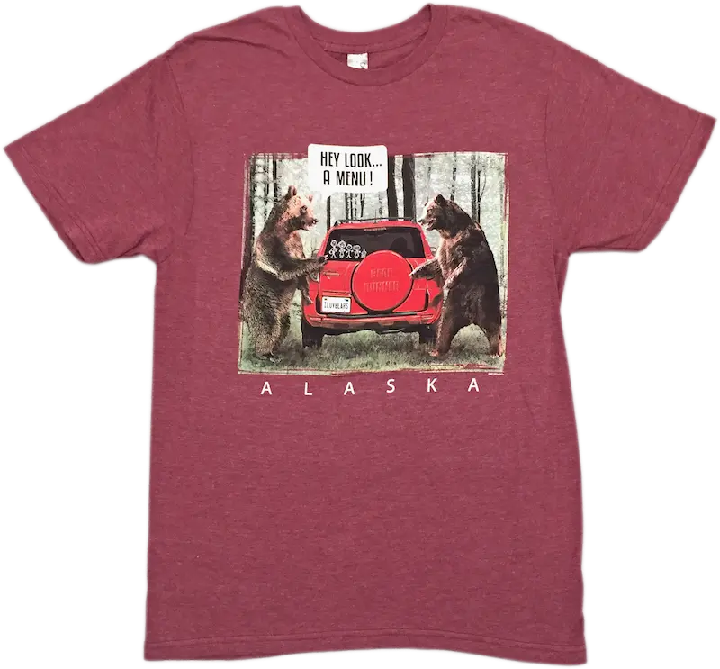 Hey Look… A Menu! Grizzly Bear T-Shirt – Humorous Alaska Food Parody 1