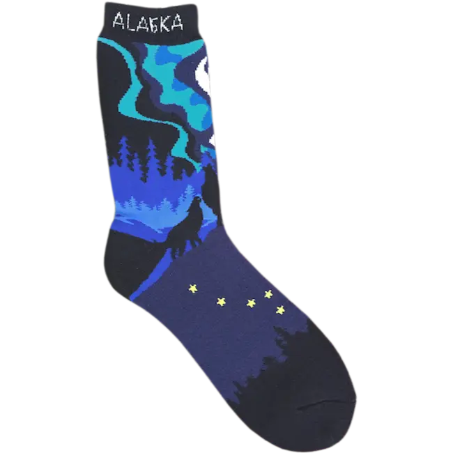 Howling Wolf & Northern Lights Towel Socks – Absorbent & Fun 1