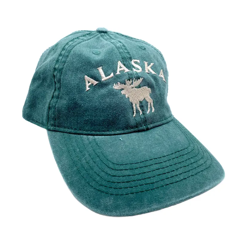 Hunter Green Alaska Moose Baseball Cap 1