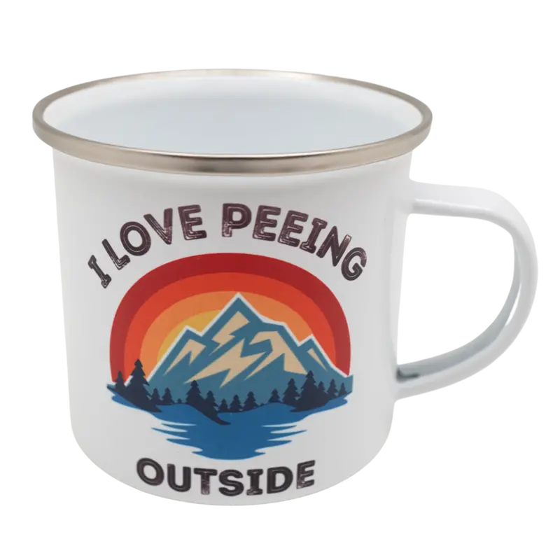 I Love Peeing Outside Enamel Camping Mug – Outdoor Adventure Tumbler 1