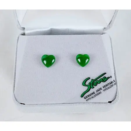 Jade Heart Post Earrings – Minimalist 8Mm Natural Stone Studs 1