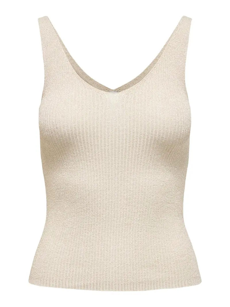 Jdy Bodilla Metallic Short-Sleeve Knit Top In Beige 1
