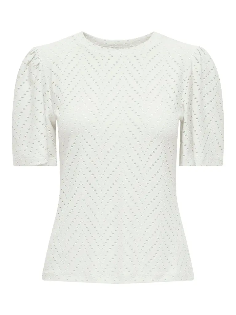 Jdycarla Cathinka Girls' Short-Sleeve Printed Top – White 1