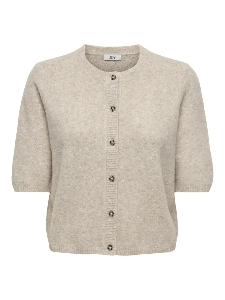 Jdychloe Life Half-Sleeve Knit Cardigan In Light Brown 1