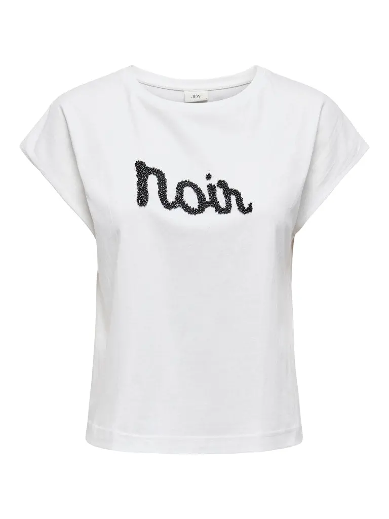 Jdydear Short-Sleeve Pearl-Embellished T-Shirt – Off-White 1